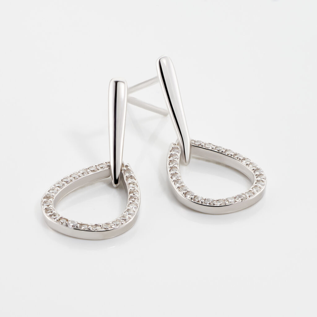 Boucles D'oreilles Pendantes Germinal Argent Blanc Oxyde De Zirconium - Boucles d'oreilles fantaisie Femme | Histoire d’Or