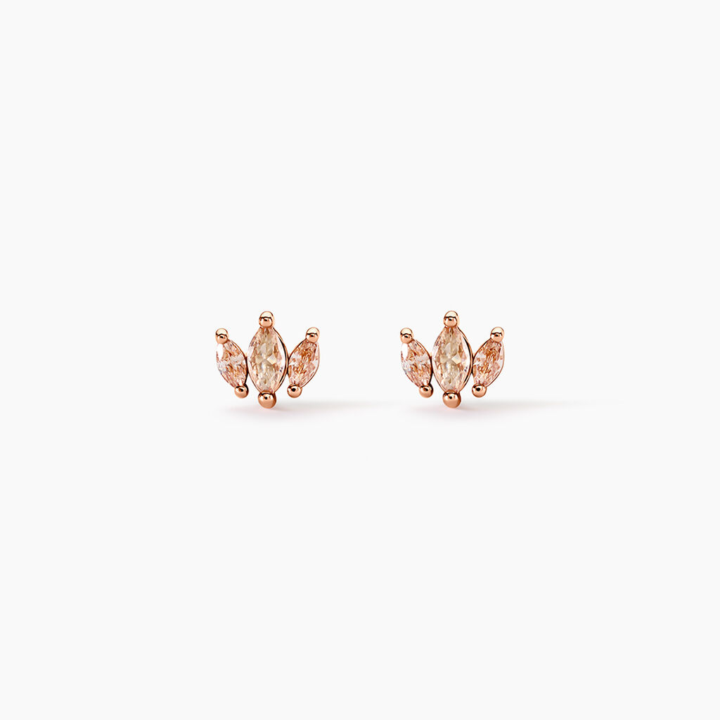 Boucles D'oreilles Puces Duchesse Argent Rose Oxyde De Zirconium - Boucles d'oreilles fantaisie Femme | Histoire d&rsquo;Or