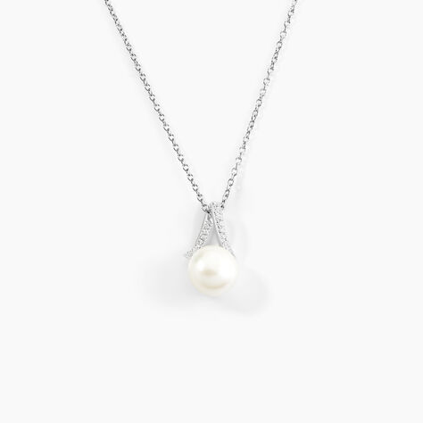 Collier Albine Argent Blanc Perle De Culture Et Oxyde De Zirconium - Colliers fantaisie Femme | Histoire d&rsquo;Or