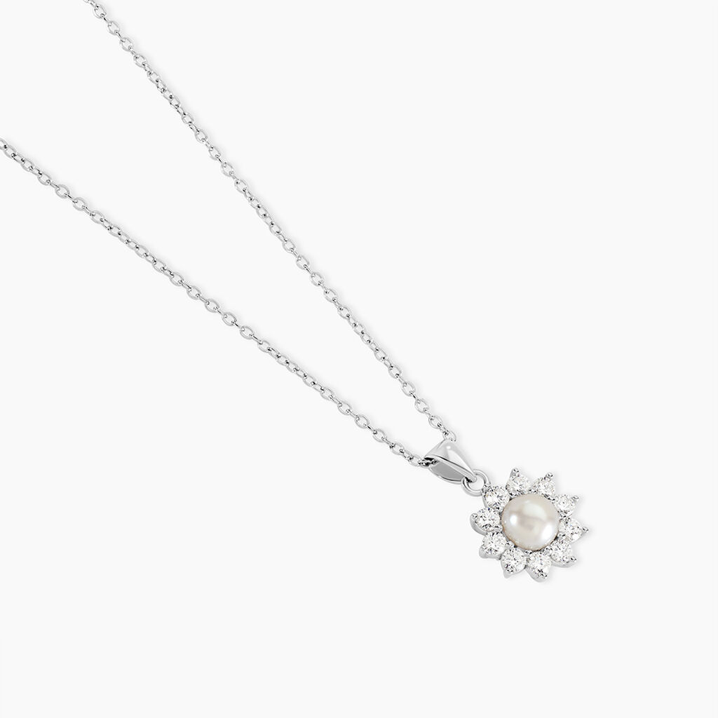 Collier Argent Blanc Cheri Perle De Culture Oxydes De Zirconium - Colliers fantaisie Femme | Histoire d’Or