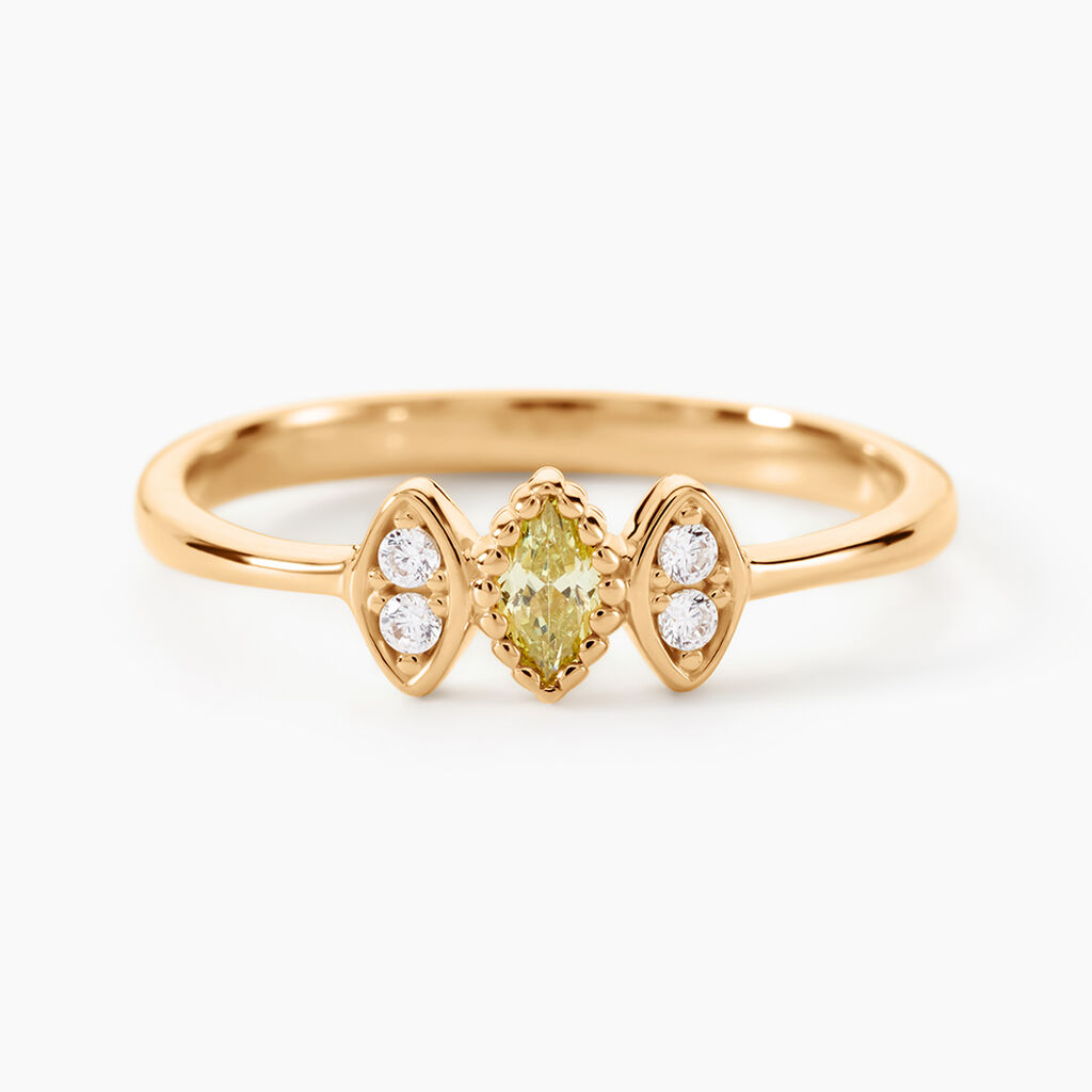 Bague Harmonie Plaque Or Jaune Oxyde De Zirconium - Bagues solitaires Femme | Histoire d&rsquo;Or