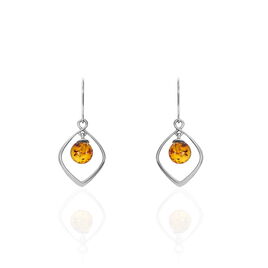 Boucles D'oreilles Pendantes Iva Argent Blanc Ambre - Boucles d'oreilles fantaisie Femme | Histoire d’Or
