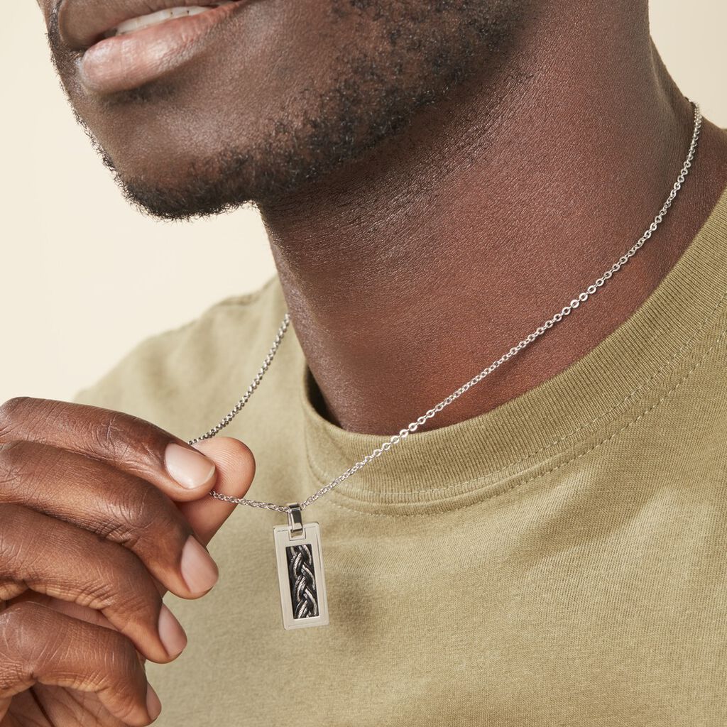 Collier Josh Acier Blanc - Colliers fantaisie Homme | Histoire d’Or