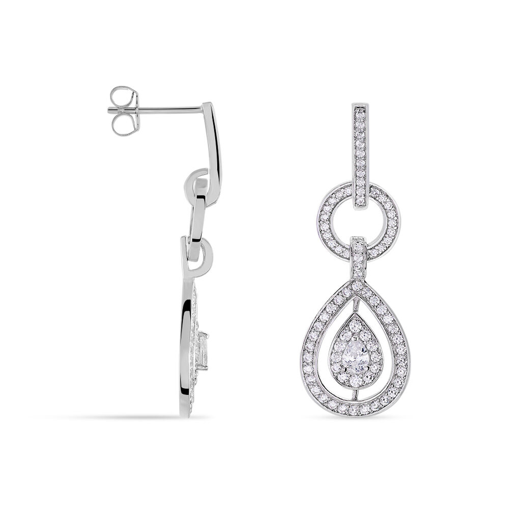 Boucles D'oreilles Pendantes Edward Argent Blanc Oxyde De Zirconium - Boucles d'oreilles pendantes Femme | Histoire d’Or