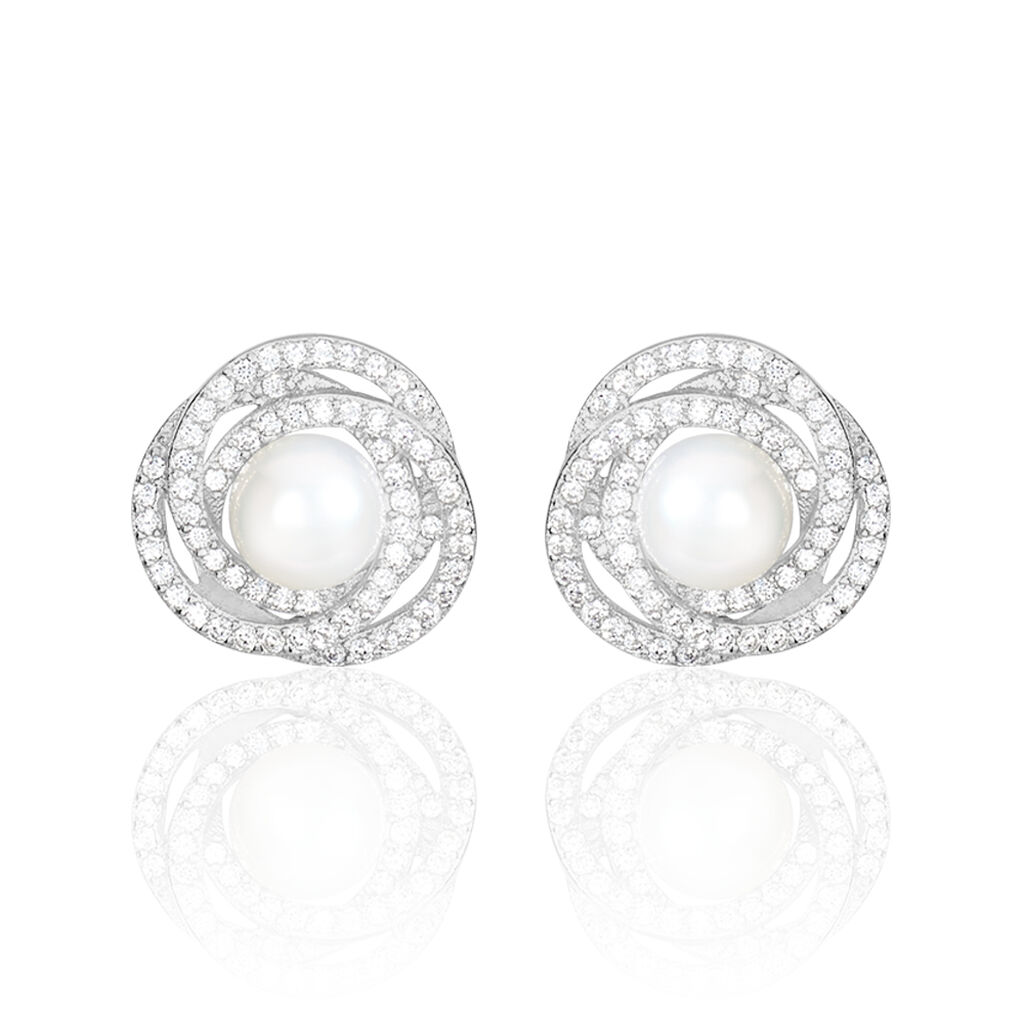 Boucles D'oreilles Pendantes Matilda Argent  Perle Culture Et Oxyde - Boucles d'oreilles pendantes Femme | Histoire d&rsquo;Or