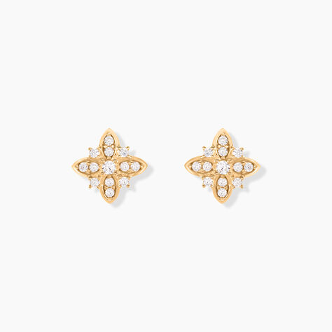 Boucles D'oreilles Puces Vaiana Plaqué Or Jaune Oxyde De Zirconium - Nouveautés Femme | Histoire d’Or