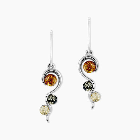Boucles D'oreilles Pendantes Murriel Argent Blanc Ambre - Boucles d'oreilles fantaisie Femme | Histoire d’Or
