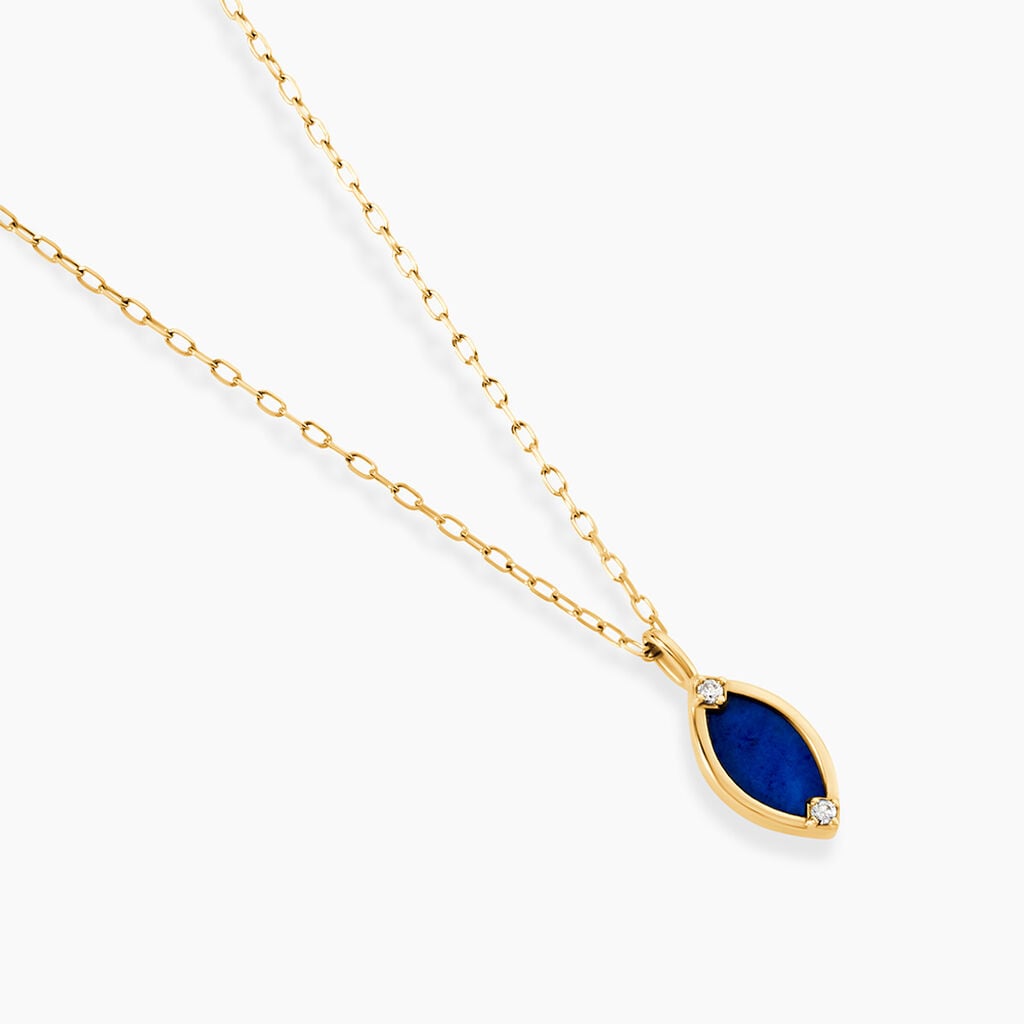 Collier Lucky Gems Or Jaune Lapis Lazuli Oxyde De Zirconium - F&ecirc;te des m&egrave;res Femme | Histoire d&rsquo;Or