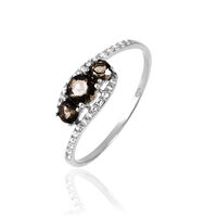 Bague Chloe Or Blanc Quartz Et Oxyde De Zirconium