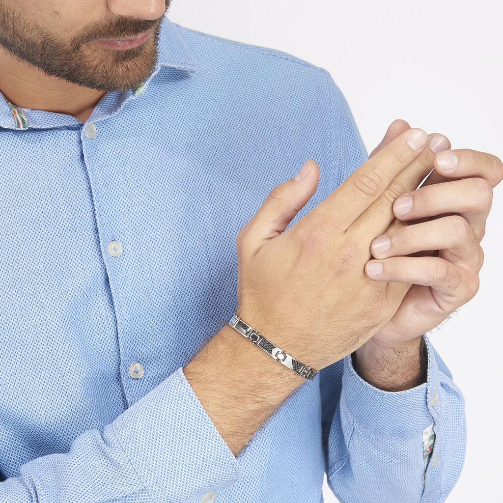 Bracelet Achille Acier Blanc - Bracelets fantaisie Homme | Histoire d’Or