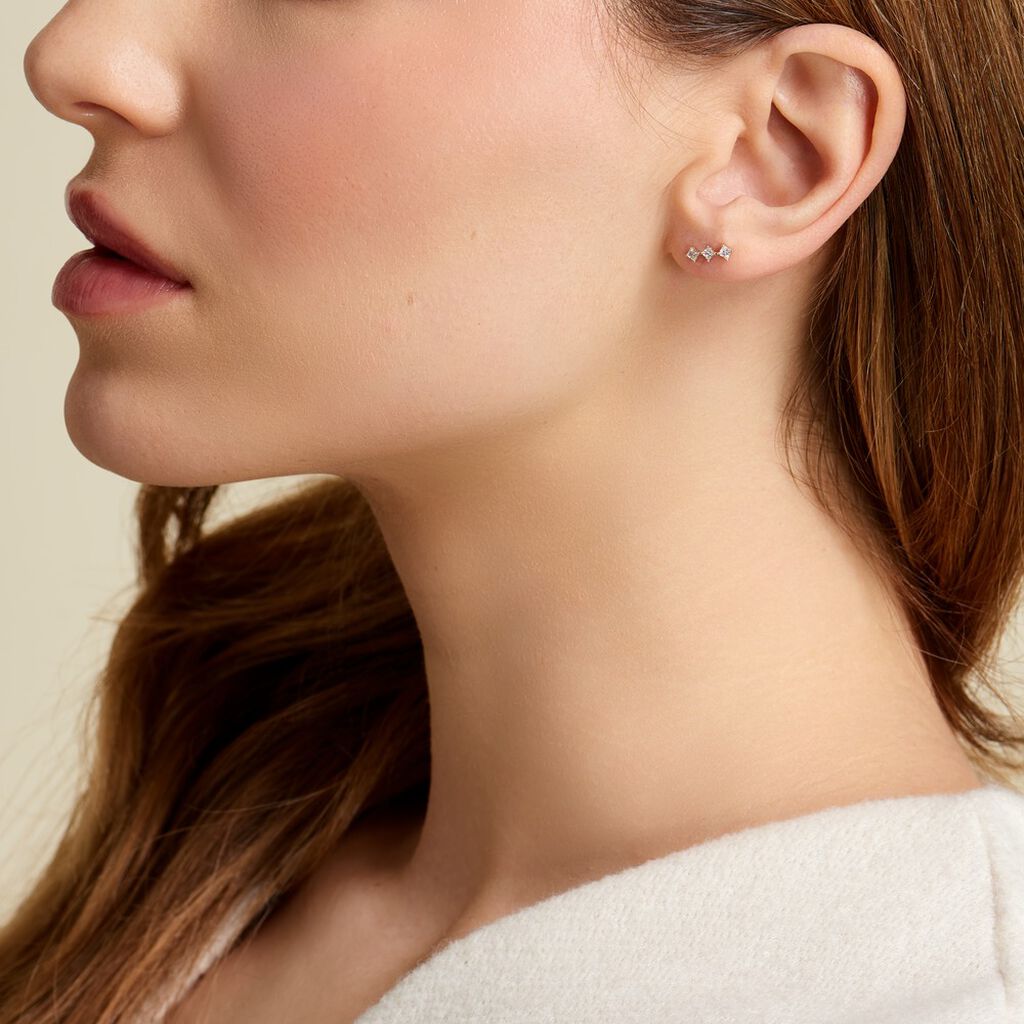 Boucles D'oreilles Puces Lorens Or Jaune Oxyde De Zirconium - Clous d'oreilles Femme | Histoire d’Or