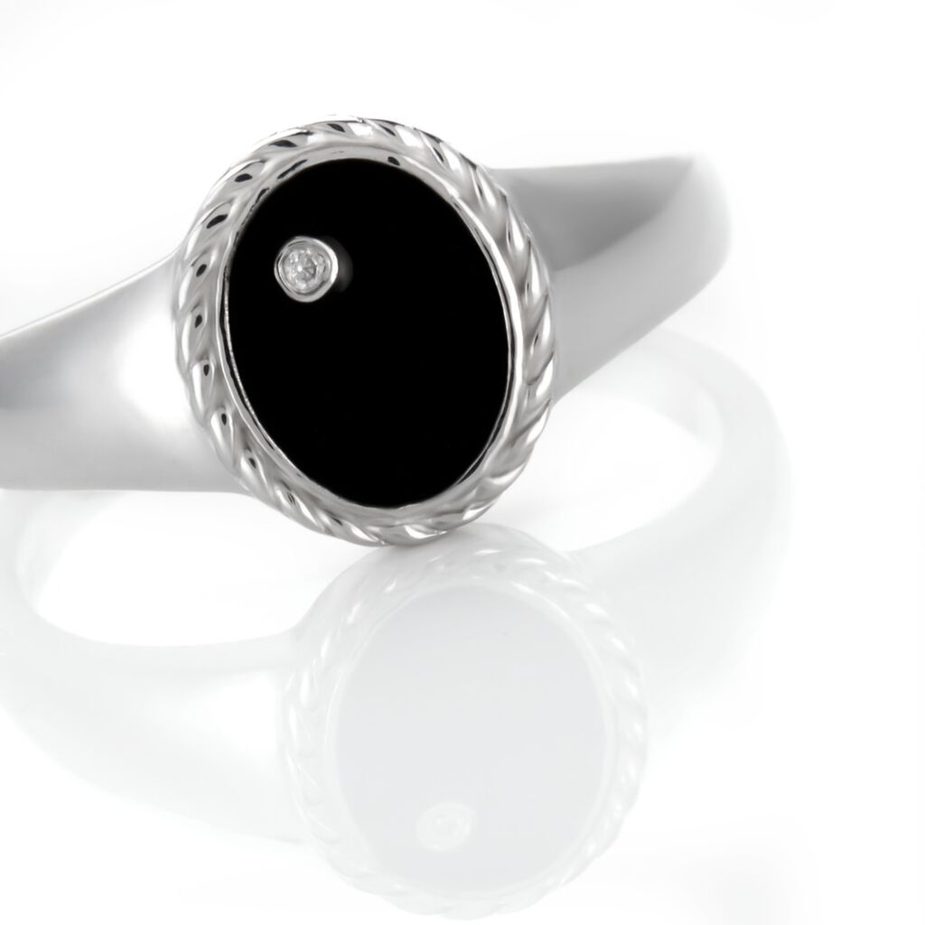 Bague Argent Blanc Lugus Email Et Oxyde De Zirconium - Bagues solitaires Femme | Histoire d&rsquo;Or