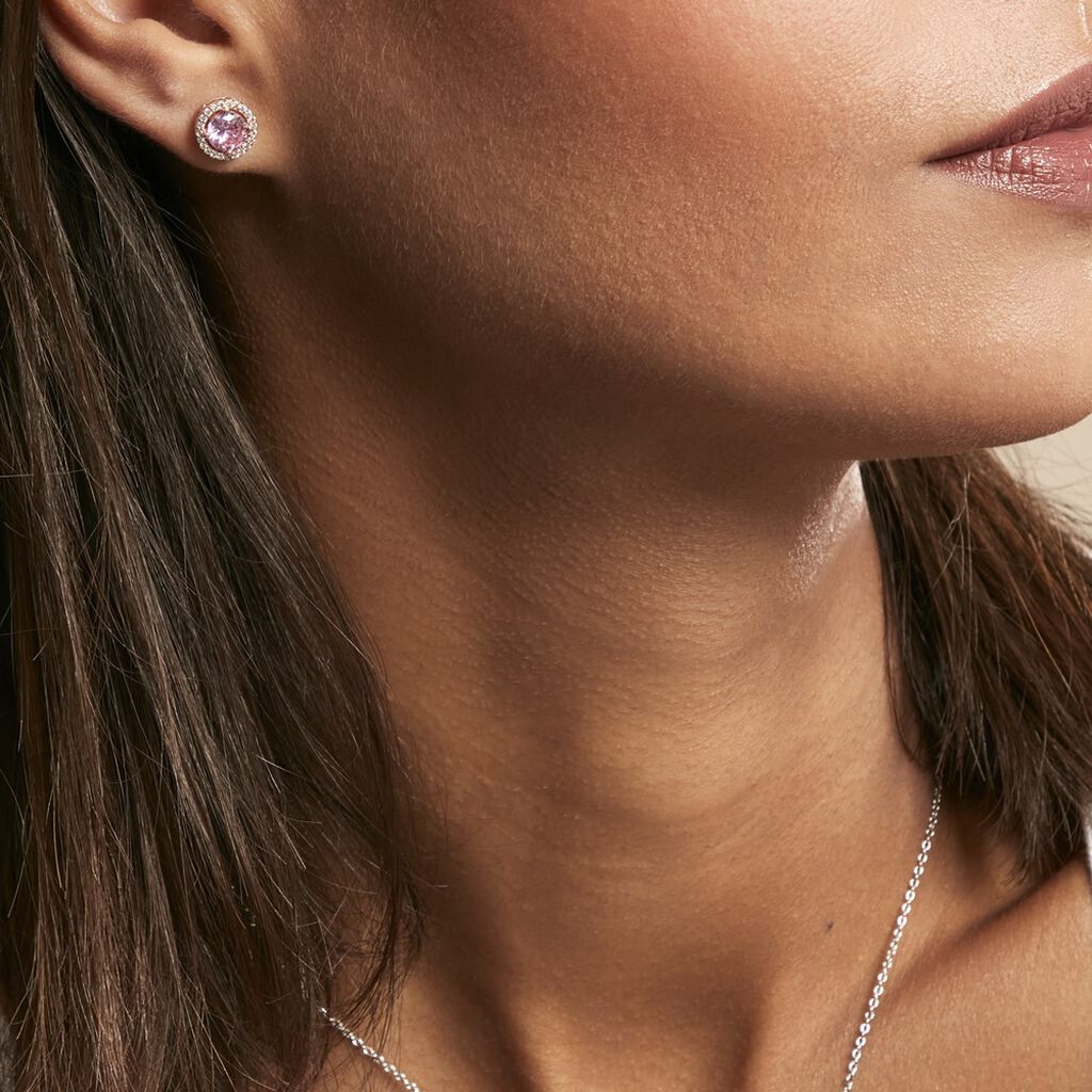 Boucles D'oreilles Puces Rio Argent Rose Oxyde - Boucles d'oreilles fantaisie Femme | Histoire d’Or