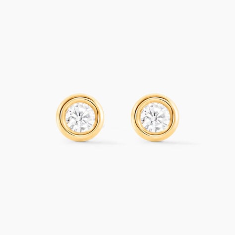 Boucles D'oreilles Puces Eden Serti Pneu Or Jaune Oxyde De Zirconium - Clous d'oreilles Femme | Histoire d&rsquo;Or