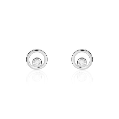 Boucles D'oreilles Puces Fidelia Or Blanc Diamant - Clous d'oreilles Femme | Histoire d&rsquo;Or