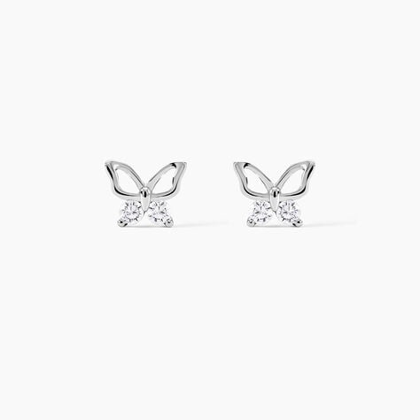 Boucles D'oreilles Puces Cyprian Argent Blanc Oxyde - Boucles d'oreilles fantaisie Femme | Histoire d&rsquo;Or