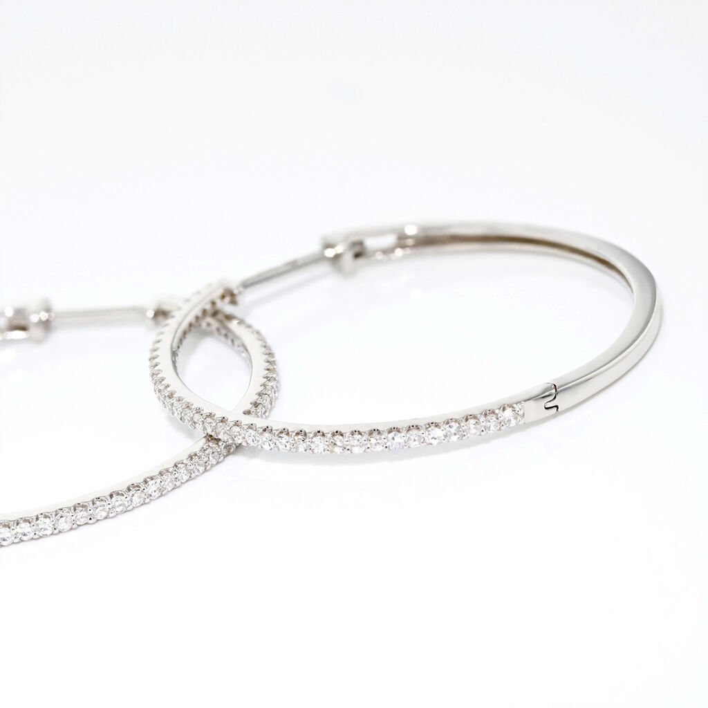 Créoles Aryanna Rondes Or Blanc Diamant - Boucles d'oreilles créoles Femme | Histoire d’Or