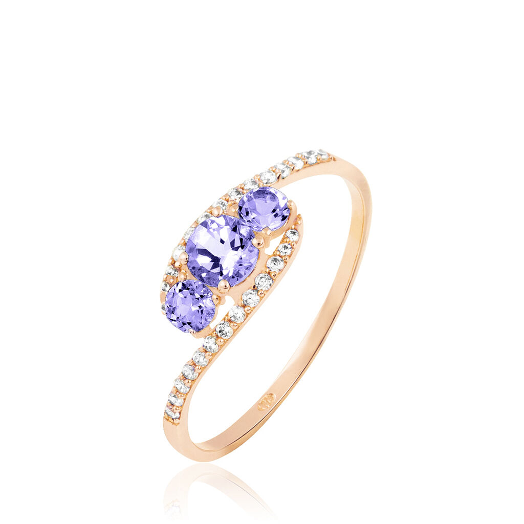 Bague Chloe Or Rose Amethyste Et Oxyde De Zirconium - Bagues solitaires Femme | Histoire d&rsquo;Or