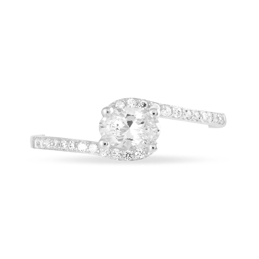 Adokiss Bijoux Bague Femme Plaqué Argent, Solitaire Ovale Violet Oxyde De Zirconium Bague Fille