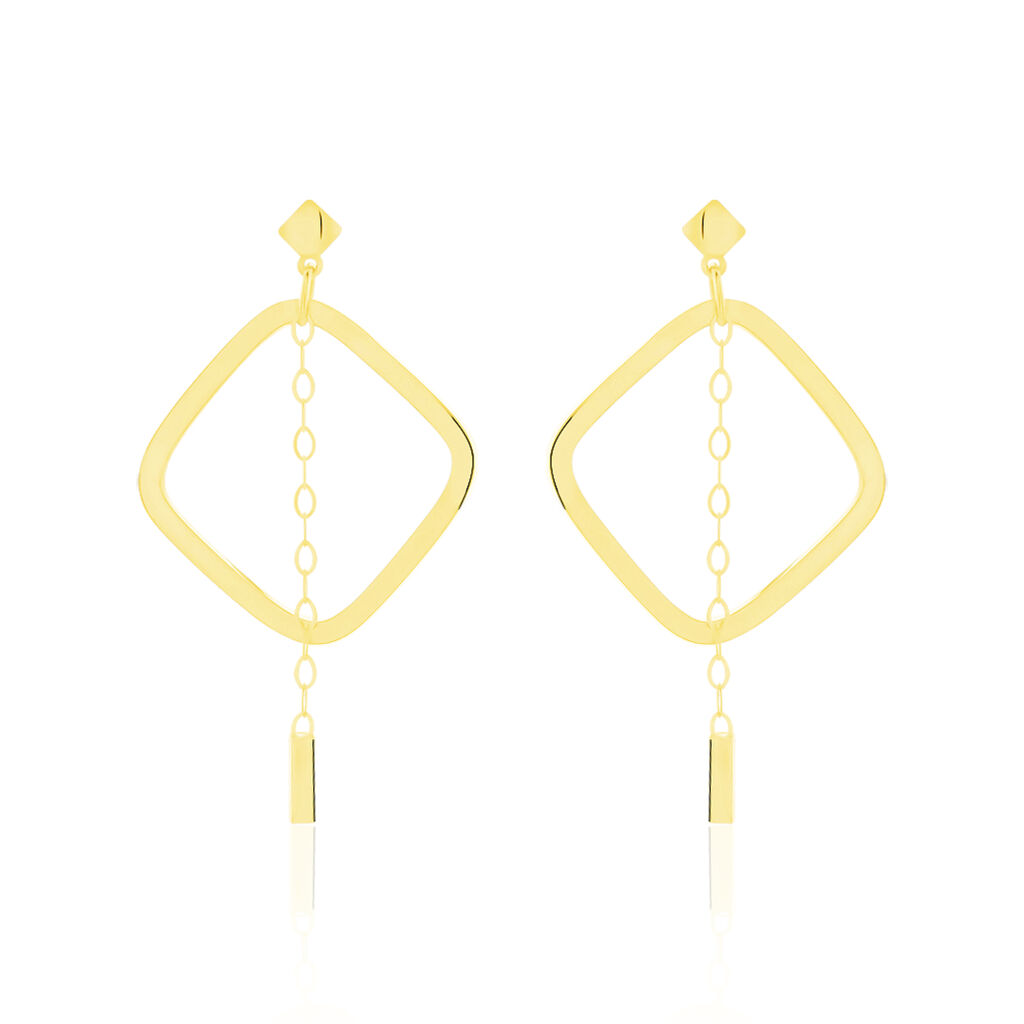 Créoles Elyette Carre Ajoure Or Jaune - Boucles d'oreilles créoles Femme | Histoire d’Or