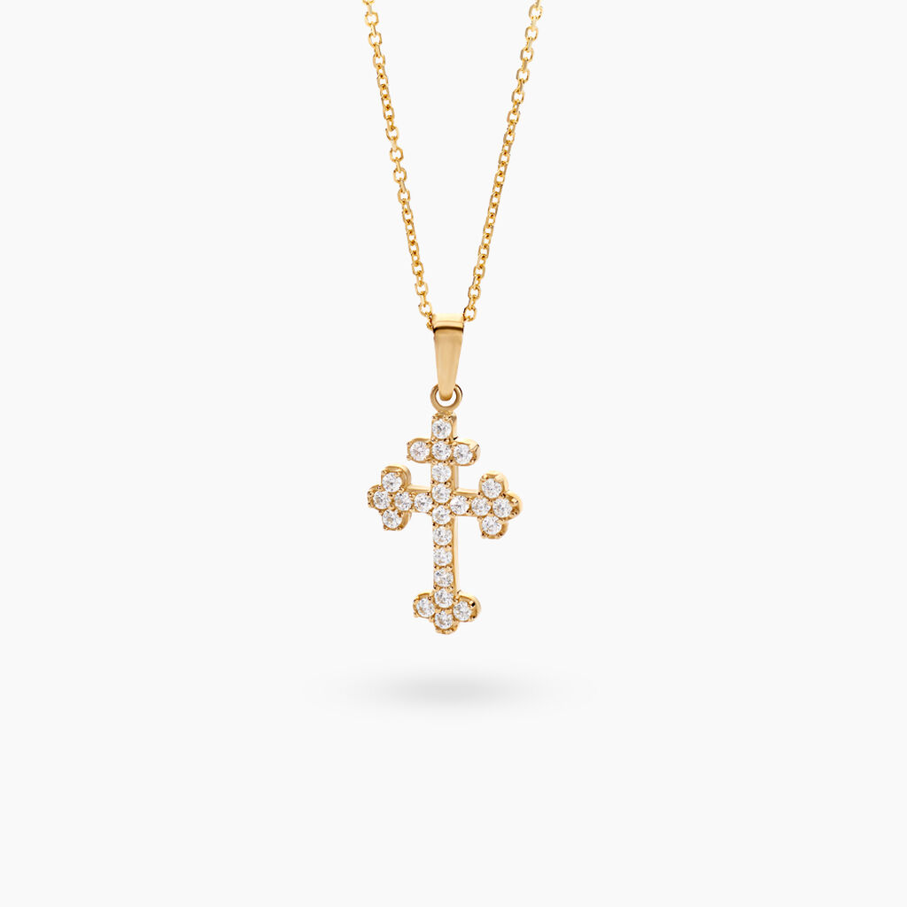 Pendentif Krister Or Jaune Oxyde De Zirconium - Pendentifs Baptême Famille | Histoire d’Or