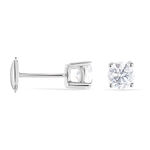 Boucles D'oreilles Puces 4 Griffes Or Blanc Diamant Synthetique - Clous d'oreilles Femme | Histoire d&rsquo;Or
