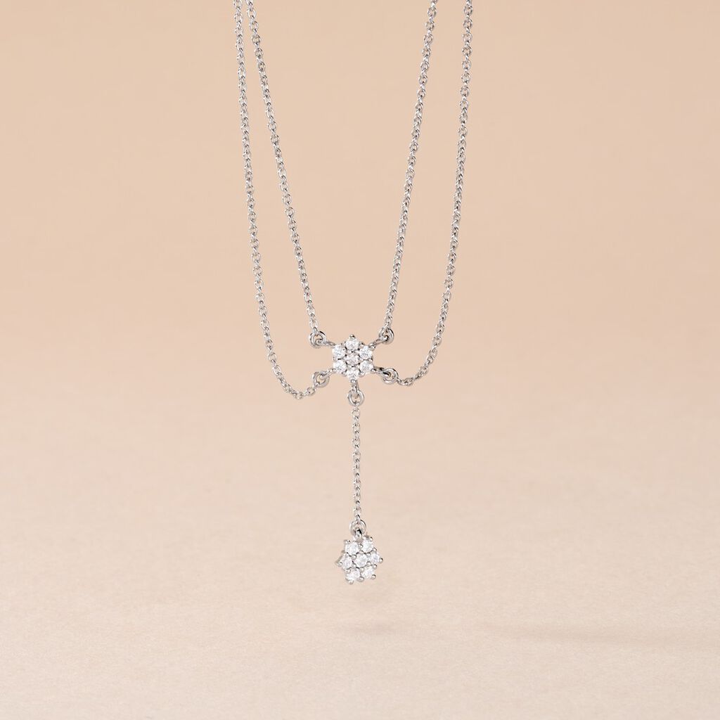 Collier Purple Bloom Argent Blanc Oxyde De Zirconium - Colliers fantaisie Femme | Histoire d&rsquo;Or