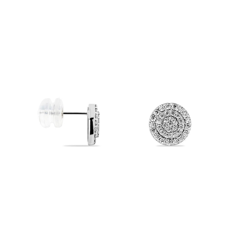 Boucles D'oreilles Puces Classic Or Blanc Oxyde De Zirconium - Clous d'oreilles Femme | Histoire d’Or