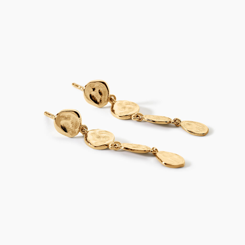 Boucles D'Oreilles Pendantes Paquita Argent Dor&eacute; A L'Or 750/1000 - Boucles d'oreilles pendantes Femme | Histoire d&rsquo;Or