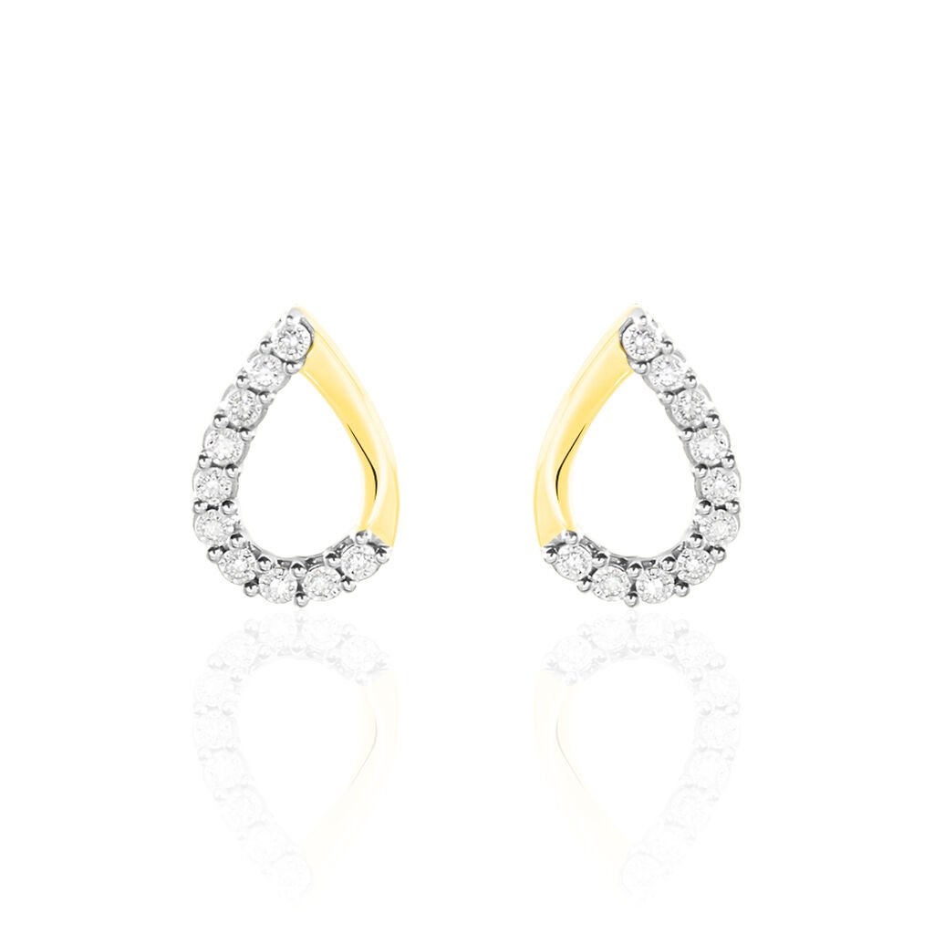 Boucles D'oreilles Puces Chrystalise Or Jaune Diamant - Clous d'oreilles Femme | Histoire d&rsquo;Or