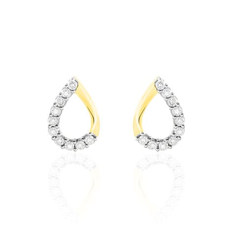 Boucles D'oreilles Puces Chrystalise Or Jaune Diamant - Clous d'oreilles Femme | Histoire d&rsquo;Or