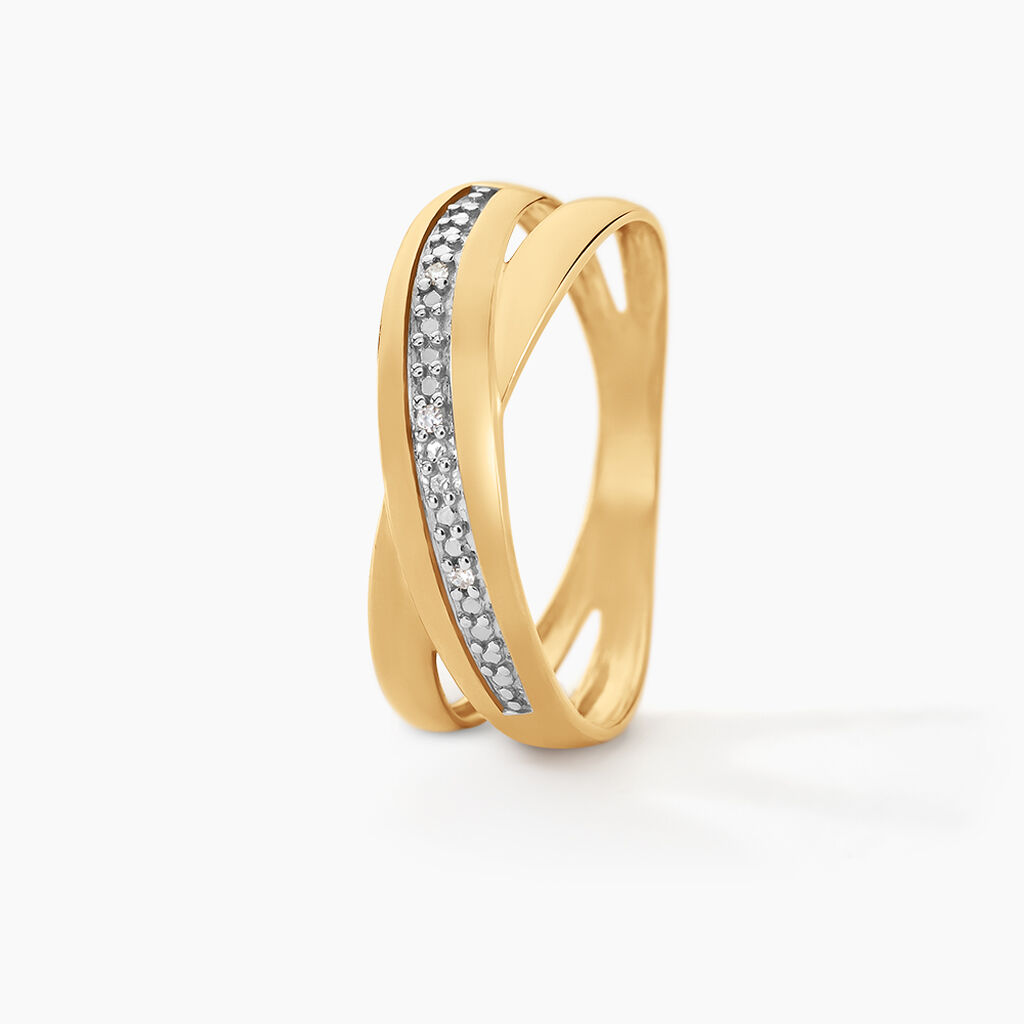 Bague Croisee Or Jaune Diamant - Bagues avec pierre Femme | Histoire d’Or