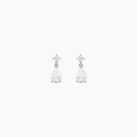Boucles D'oreilles Pendantes Jordaine Or Blanc Oxydes - Boucles d'oreilles pendantes Femme | Histoire d&rsquo;Or