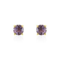 Boucles D'oreilles Puces Elea Or Jaune Amethyste Violet