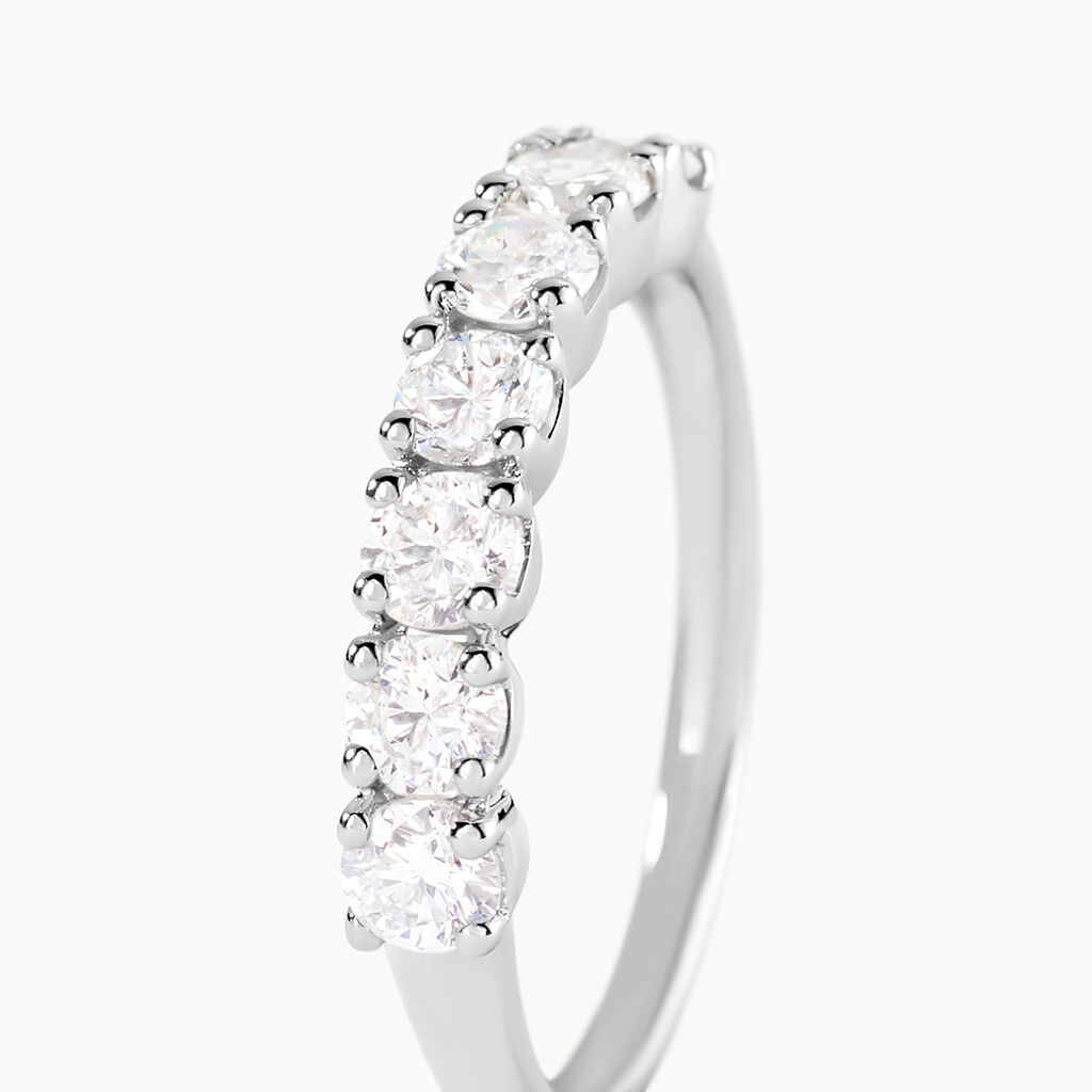 Demi-alliance Eloisa Or Blanc Diamants Synth&eacute;tique - Bagues avec pierre Femme | Histoire d&rsquo;Or