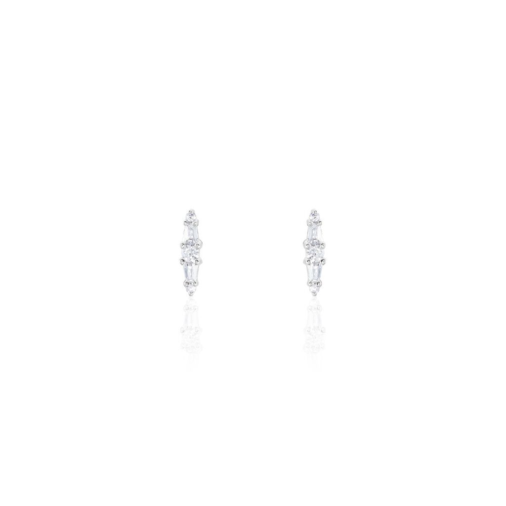 Boucles D'oreilles Puces Adriaan Argent Blanc Oxyde De Zirconium