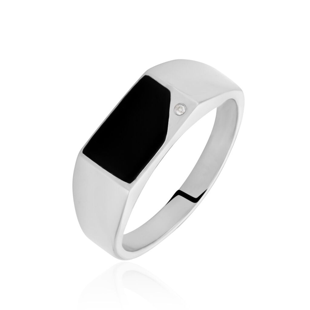 Chevalière Argent Blanc Python Email Et Oxyde De Zirconium - Chevalières Homme | Histoire d’Or