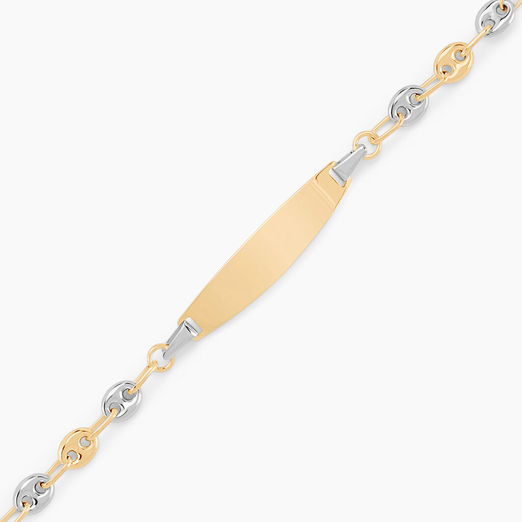 Bracelet Identit&eacute; Evin Maille Grain De Cafe Or Bicolore - Cadeaux de naissance Enfant | Histoire d&rsquo;Or