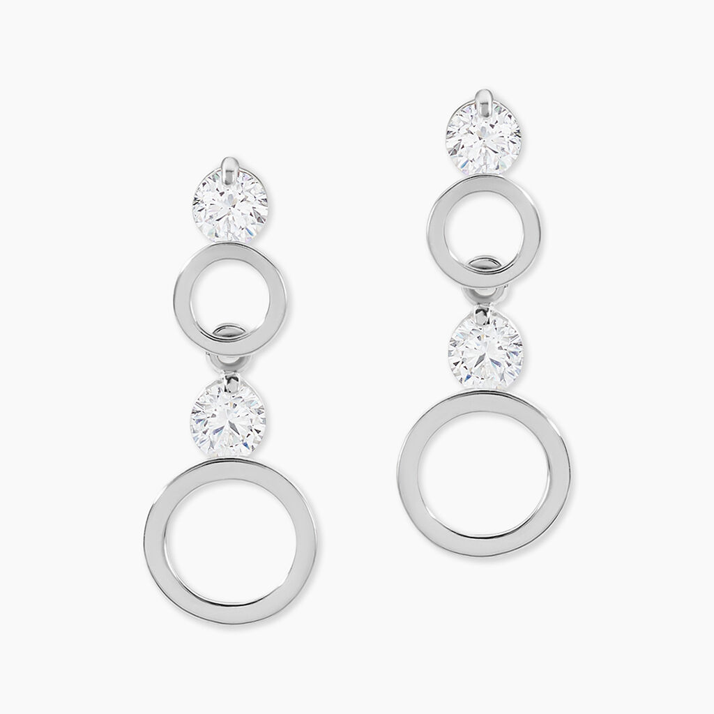 Boucles D'oreilles Puces Wynona Or Blanc Oxyde - Boucles d'oreilles pendantes Femme | Histoire d&rsquo;Or