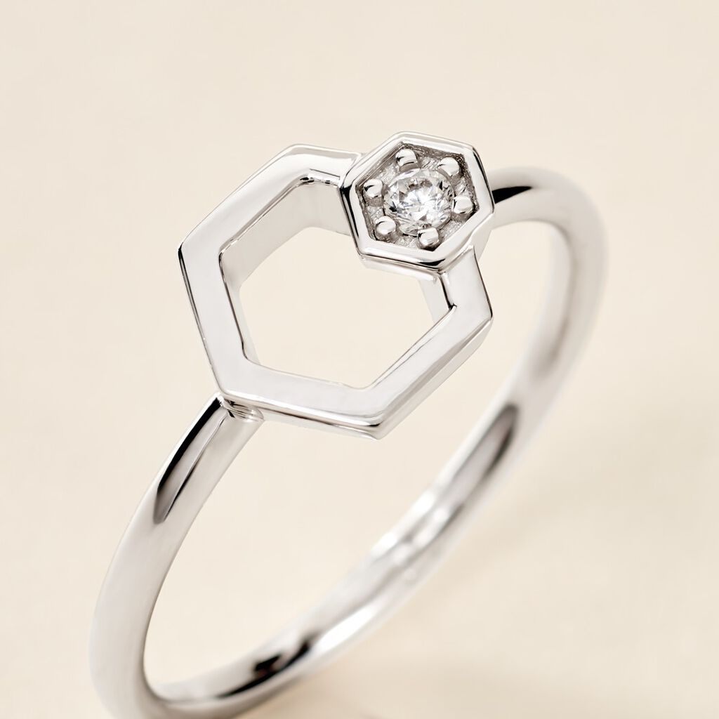 Bague Bee Good Argent Blanc Oxyde De Zirconium - Bagues solitaires Femme | Histoire d&rsquo;Or