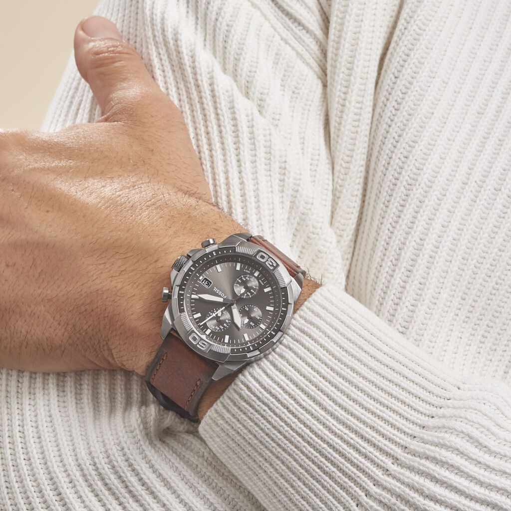 Montre Fossil 44mm Bronson Gris - Montres Homme | Histoire d’Or