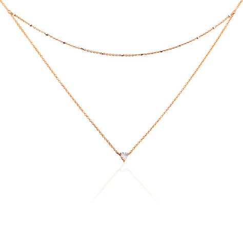 Collier Serres Argent Rose Oxyde De Zirconium - Colliers doubles et triples cha&icirc;nes Femme | Histoire d&rsquo;Or