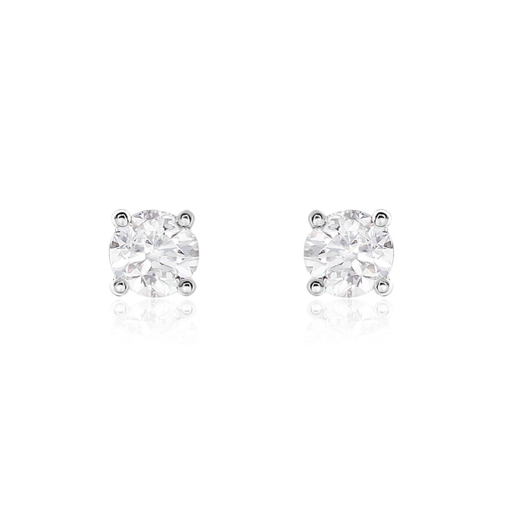 Boucles D'oreilles Puces Or Blanc Victoria Diamants - Clous d'oreilles Femme | Histoire d&rsquo;Or