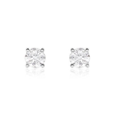 Boucles D'oreilles Puces Or Blanc Victoria Diamants - Clous d'oreilles Femme | Histoire d&rsquo;Or