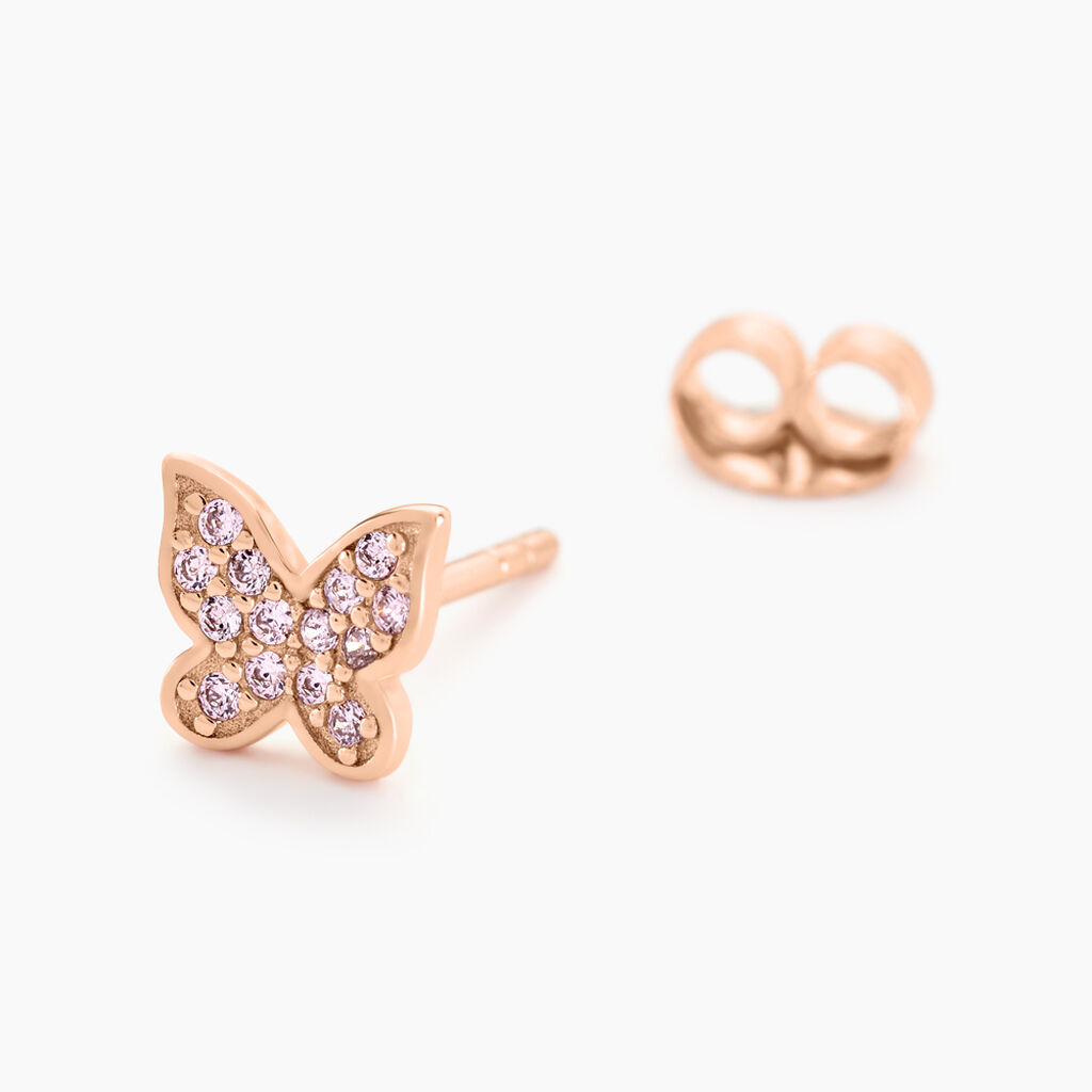 Boucles D'oreilles Puces Anne-lise Argent Rose Oxyde De Zirconium - Boucles d'oreilles fantaisie Femme | Histoire d’Or