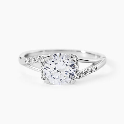 Bague Conception Argent Blanc Oxyde De Zirconium - Bagues solitaires Femme | Histoire d&rsquo;Or