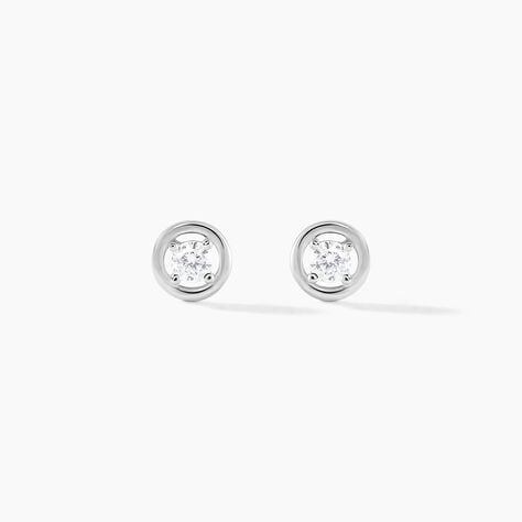Boucles D'oreilles Puces Argent Blanc Laureto Oxydes De Zirconium - Boucles d'oreilles fantaisie Femme | Histoire d’Or