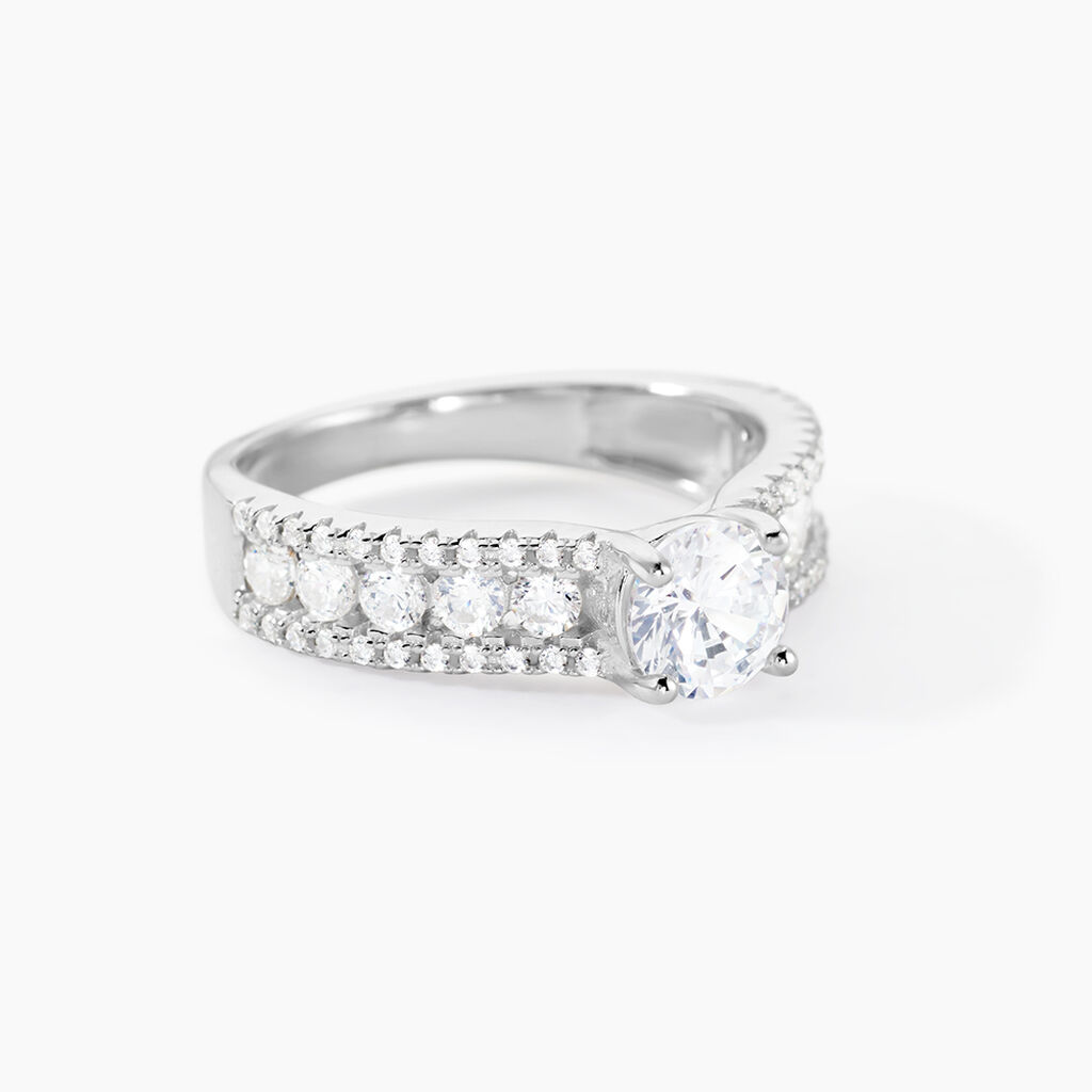 Bague Solitaire Hamane Argent Blanc Oxyde De Zirconium - Bagues solitaires Femme | Histoire d&rsquo;Or