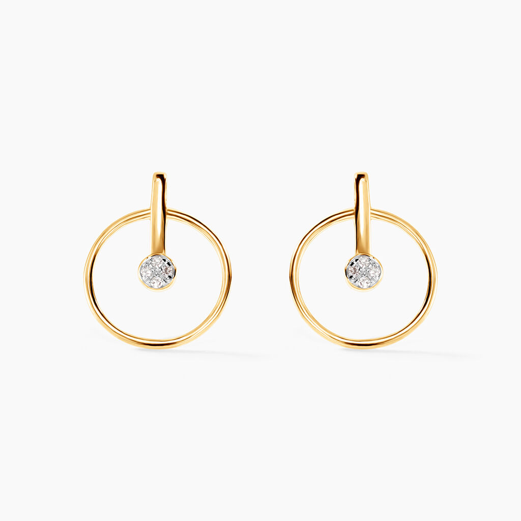 Boucles D'oreilles Or Jaune Adrienn Diamants - Clous d'oreilles Femme | Histoire d&rsquo;Or