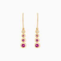 Boucles D'oreilles Pendantes Josephine Or Jaune Rubis